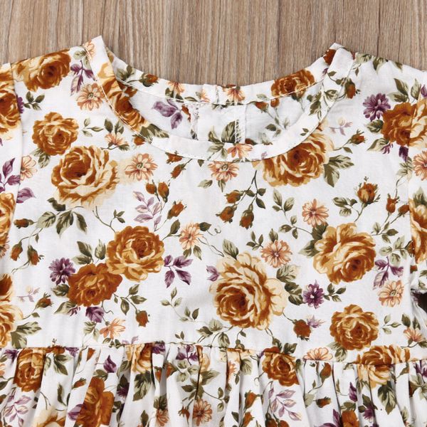 

2019 baby summer clothing newborn infant baby girl floral print bodysuit short sleeve jumpsuit outfits strap sunsuit clothes, White