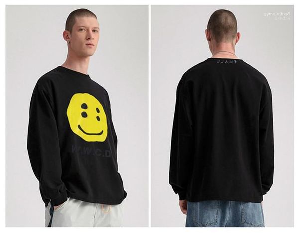 

neck long sleeve mens mens causal tees smile face printed wwcd mens tshirts rapper fashion round, White;black