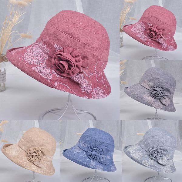 

ladies hats fashion summer bow-knot beach sun visor flower printed women wide brim floppy foldable hat kaszkiet casquette visier, Blue;gray