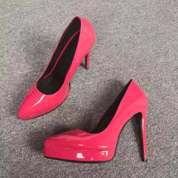 

olomm new fashion women platform pumps thin high heels pumps pointed toe gorgeous fuchsia party shoes women us size 5-15, Black