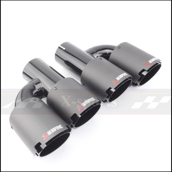 

akrapovic dumb carbon fiber car exhaust pipe muffler tip universal stainless steel trim h shaped 4 slot black ing