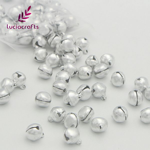 

lucia crafts 72pcs/pack 10mm silver dangle small jingle bell christmas tree diy pendants hanging decorations 18021016(10l72