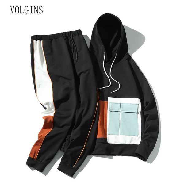 

streetwear men fashion tracksuit set 2020 spring autumn new men's hooded coat + pants 2 piece sets sweat suit fitness sets male, Gray