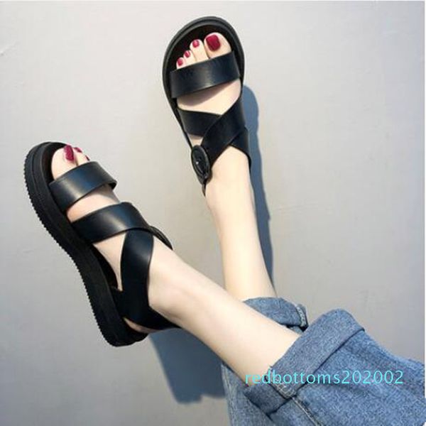 

sandals female summer flat 2020new summer korean version of the wild student casual simple platform shoes platform women's shoes r02, Black