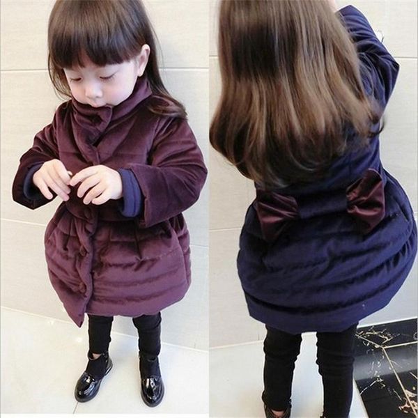 

fashion girls winter coat bow kids warm winter jackets children girls parkas coats baby girl christmas outerwear 3-8yrs clothes, Blue;gray