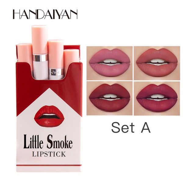 Handaiyan Lipstick Rouge A Levre Matte Rossetti per sigarette Set Smoke Coffret Box Trucco facile da indossare Rossetti mudiwa