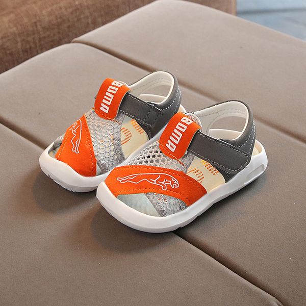 

2020 summer kids shoes brand open toe toddler boys sandals orthopedic sport pu leather baby boys sandals shoes, Black;red