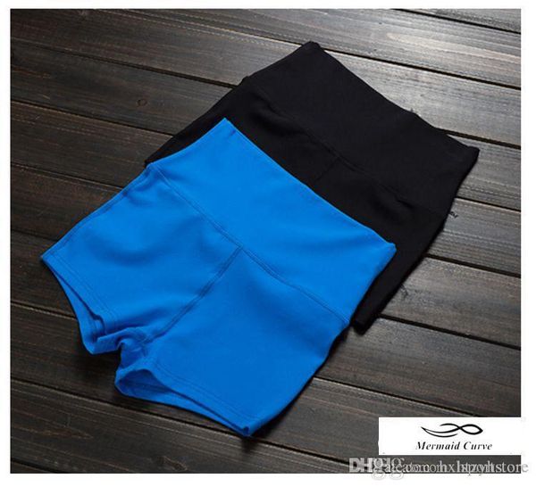 

2018 mermaid curve sports gym shorts women in yoga shorts high waisted 260g fabric quick-drying fitness running elastic tight shorts, White;black