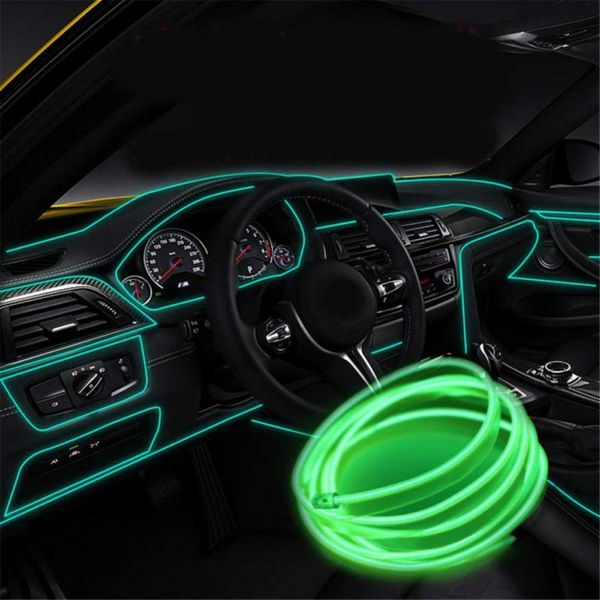 Newcar Interior Lighting Led Strip Decoration Neon Light Embedded Cold Line Flexible Wire Ambient Light Car With Cigarette Emergency Vehicles Lights