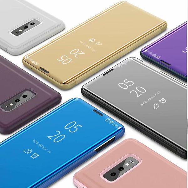 

stand smart mirror flip phone case for huawei honor 8a 10lite p smart 2019 clear view cover for enjoy 9 plus/y92019 hard case uk0001