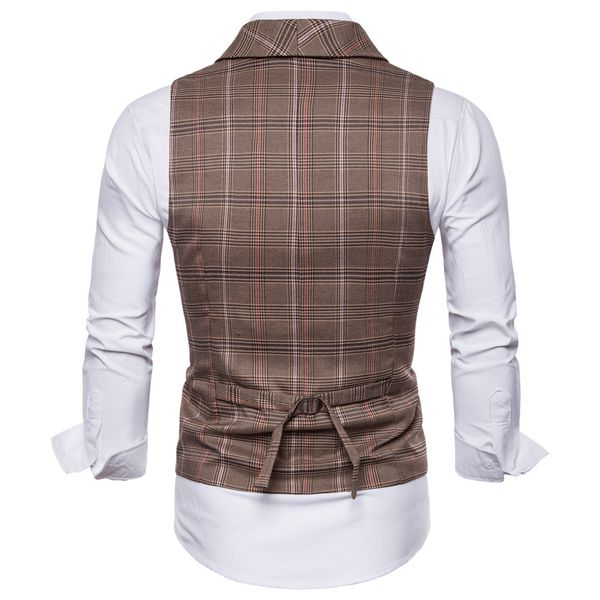 

selling mens suit vest fashion casual everyday slender checker lattice men's vest coat thin business jacke, Black;white