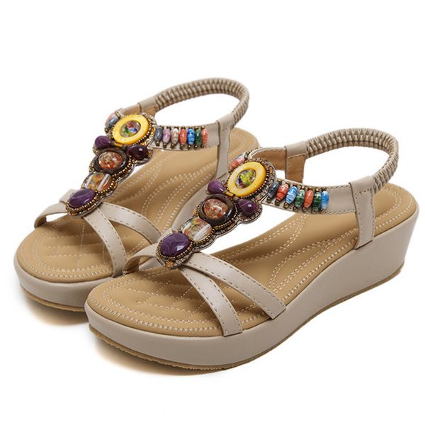 

bohemian sandals for women 2019 summer shoes platform women's sandals brand ladies wedge sandals zh2806, Black