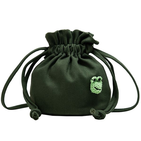 

asds-cartoon bag female summer canvas bag female messenger fashion drawstring bucket