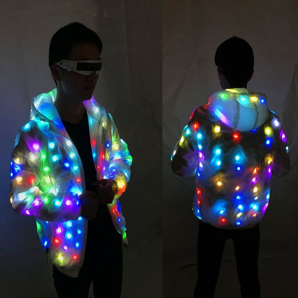 Roupas luminosas coloridas de Led Dançando LED crescendo Luzes fatos Robots Roupas Homens Material Para Festas Palco Adereços