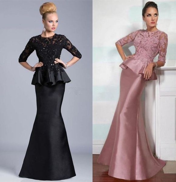 peplum evening gown with sleeves