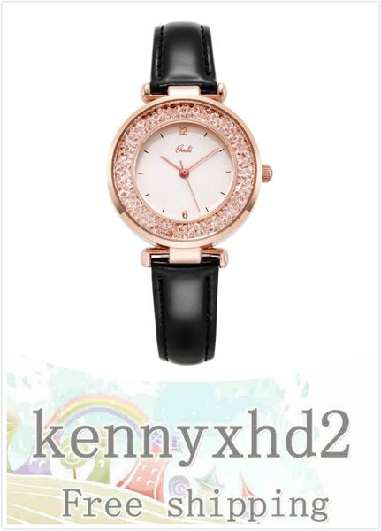 

new style student belt leisure and all-around quartz fashion trend flow diamond women's watch, Slivery;brown