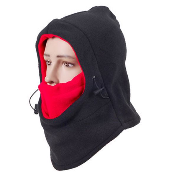

thick polyester windproof winter face mask head neck warmer hood cap wear, Black