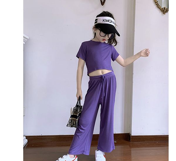 

2020 лето новых девушки спортивного костюм корейской случайную короткую футболке широких ноги штаны двухсекционного костюм, White