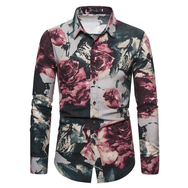 

2020 new men shirt national style fashion print chemise homme casual long-sleeved shirt hawaiian camisa masculina, White;black
