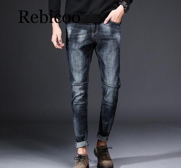 

men's black jeans men's slim pants pants korean trends autumn winter youth casual, Blue