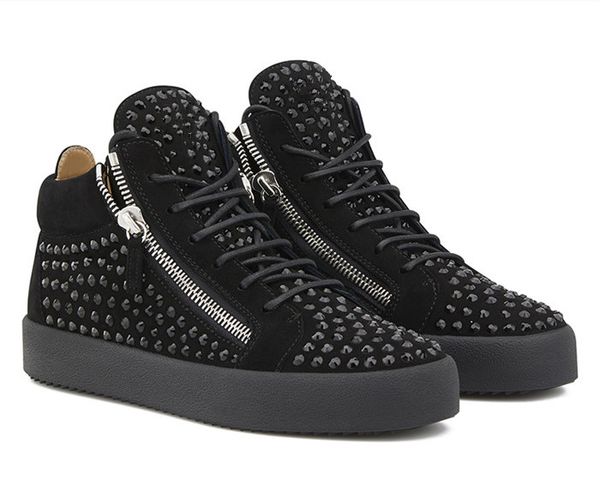 

shooegle sapatos masculinos men fashion patchwork flat thick bottom zipper shoes rhinestone sneakers shoes man, Black