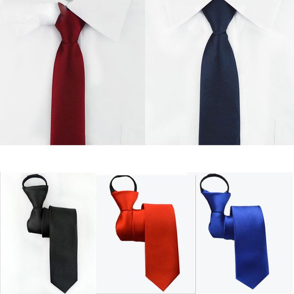 

More Choice Neck Tie Mens Skinny Zipper Ties Red Black Blue Solid Color Jacquard Slim Narrow Bridegroom Party Dress Necktie