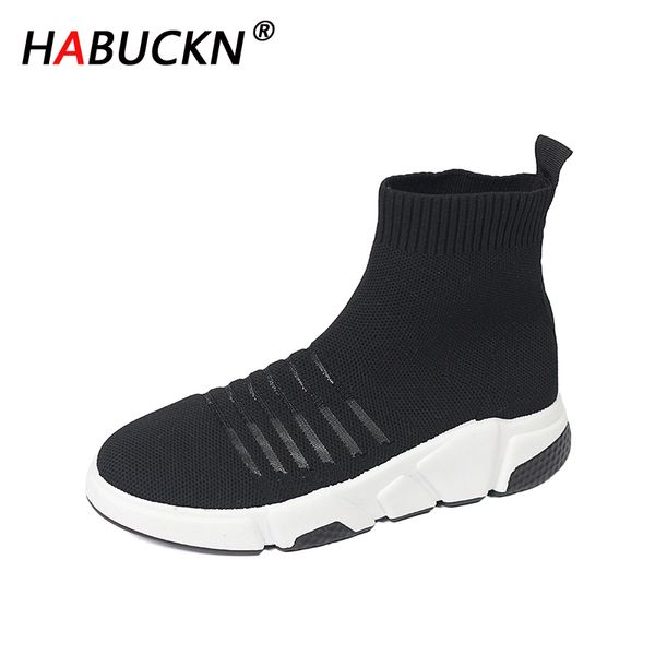 

habuckn breathable flying socks shoes thick bottom female footwear ladies black casual flats shoes slip on loafers sneakerswomen