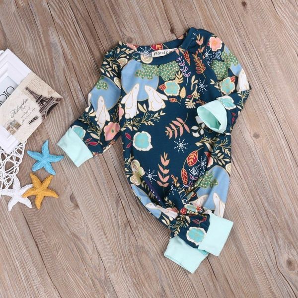 

pudcoco baby kids jumpsuits 0-24m easter infant baby boy girl print romper jumpsuit outfit bunny clothes, Blue