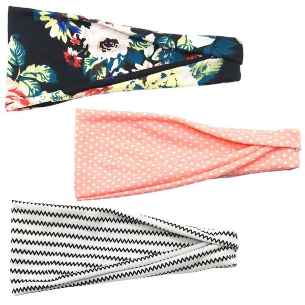 

6pcs sweat absorb headband printed headband elastic hair hoop bohemian hair accessory for sports yoga woman girl (20+24+30+34+wh