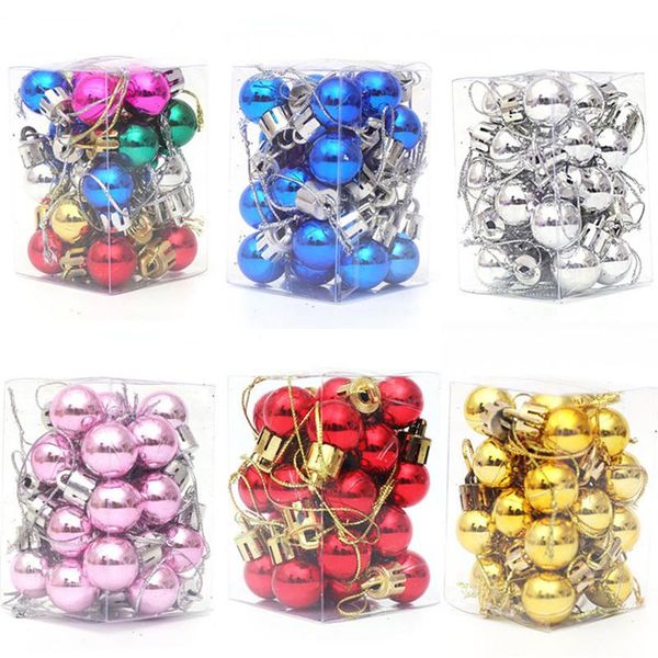 

24pcs 2cm christmas pendant miniature ball hanging decor xmas tree ornaments layout decorative props for home store (silver