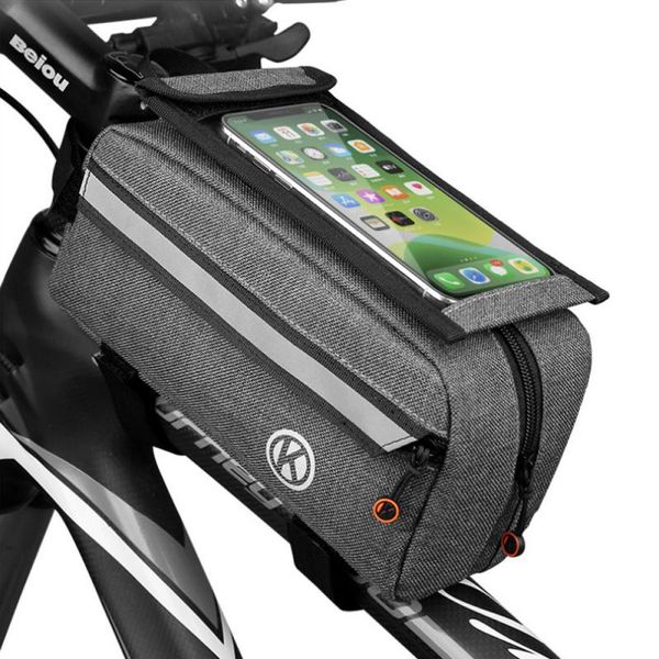 

2020 rainproof bicycle bag frame front tube cycling bag phone case touchscreen mtb bike accessories