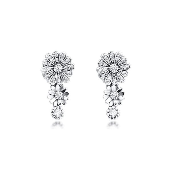 

sparkling daisy flower trio stud earrings european style earring studs fashion woman jewelry wholesale, Golden;silver