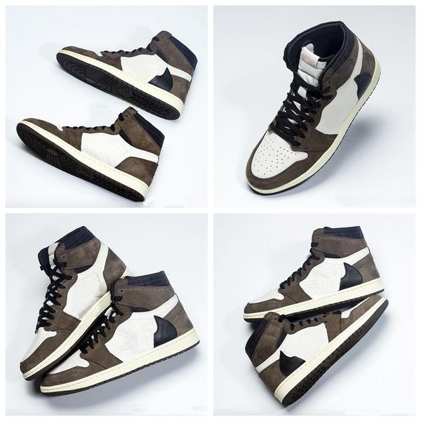 

new 1s travis designer scotting 1 low high og sp dark mocha trainer kicks women men basketball shoes sports trainers sneakers 36-46