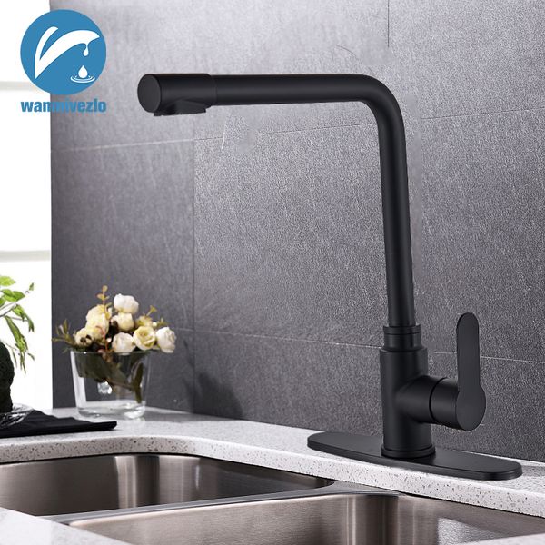 

black purification kitchen faucet 360 degree swivel dual water spout single hole with deck plate single handle cold water