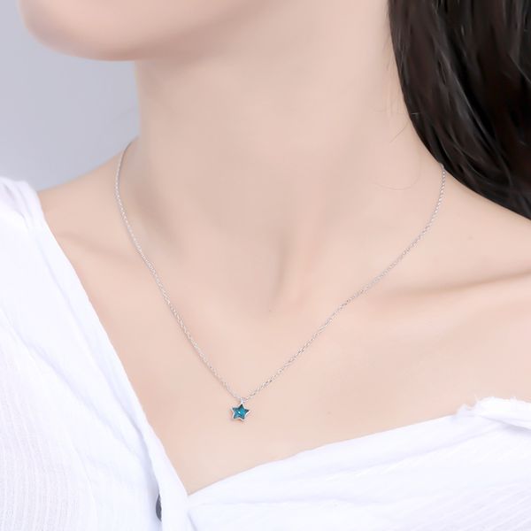 

chic tiny pentagram pendant necklace for women s925 sterling silver necklace sweet star zircon clavicle chain female jewelry