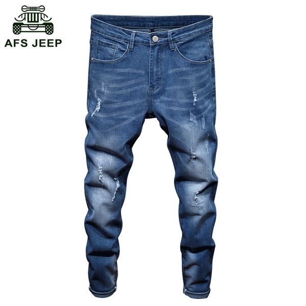 

2018 men spring and autumn jeans slim fit male fashion jeans for men male outwear pencil pants d79, Blue