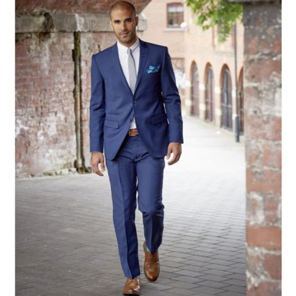 

2020 men's navy blue suits slim fit 2 pieces prom tuxedos classic stripe for wedding grooms business suit jacket blazer pants, White;black