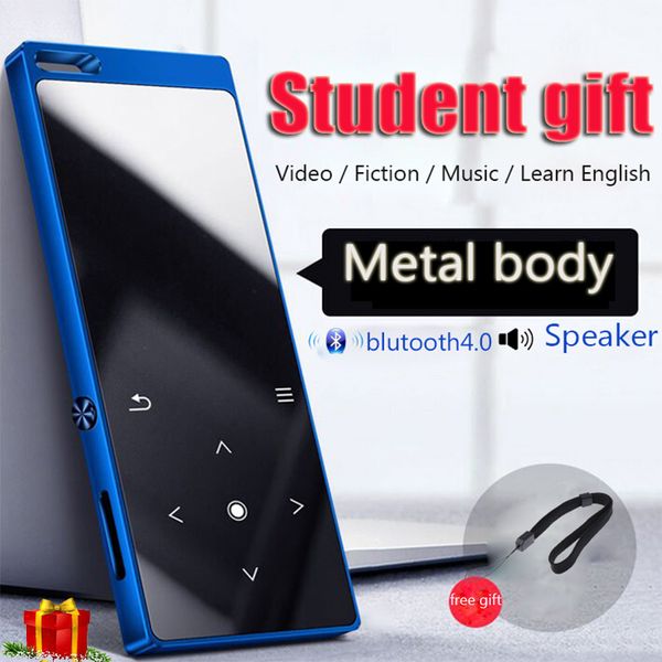 

metal bluetooth 4.0 touch screen mp3 player bulit-in 8gb and speaker with fm radio/recording portable slim lossles sound walkman
