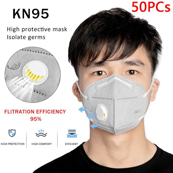 

50pcs kn95 dust masks anti influenza breathing safety face non-woven dustproof mouth mask dropshipping