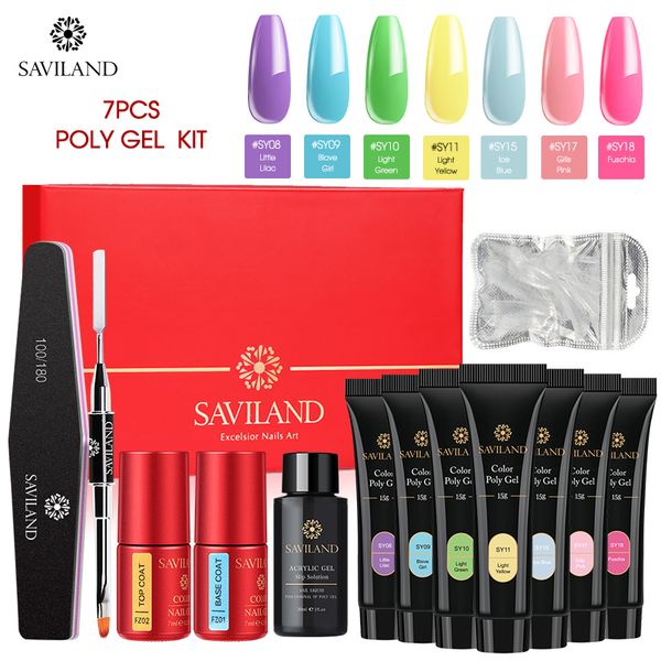 

saviland color kit glitter diamond camouflage nail extension soak off uv gel nail polish fast hard for manicure set
