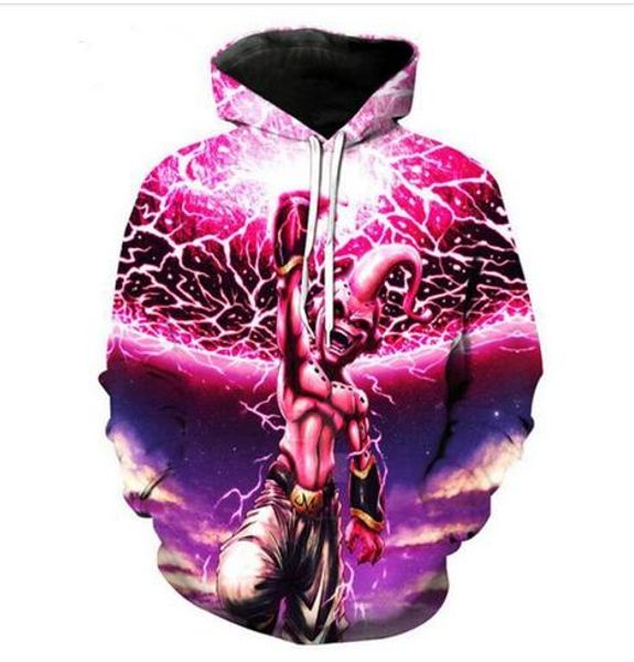 

новая мода толстовка мужчина / женщины 3d толстовки печати dragon ball z majin буу мужской тонкий стильный капюшон толстовка lrs095, Black