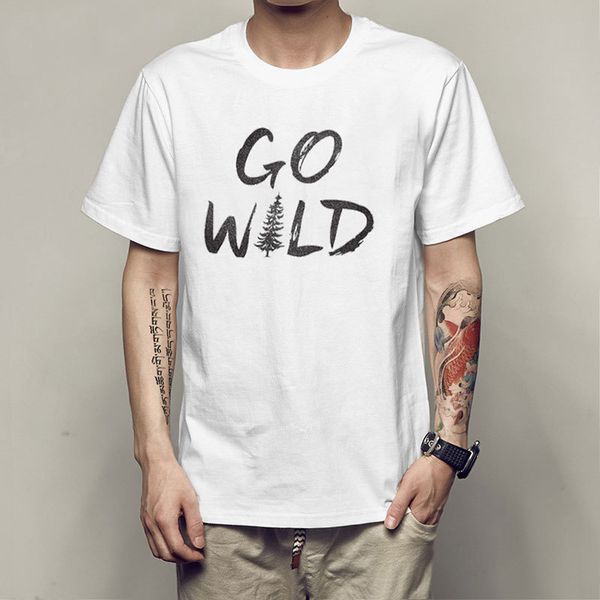 

2019 личности шаблон печати перейти дикий человек t рубашка модная с коротким рукавом мужчин и женщин футболка футболка, White;black