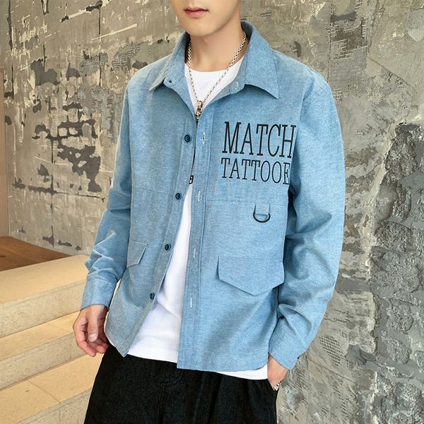 

autumn men's shirt denim korea trendy casual casual long sleeve shirt spring and autumn jacket harbor wind men's denim jacket, Black;brown
