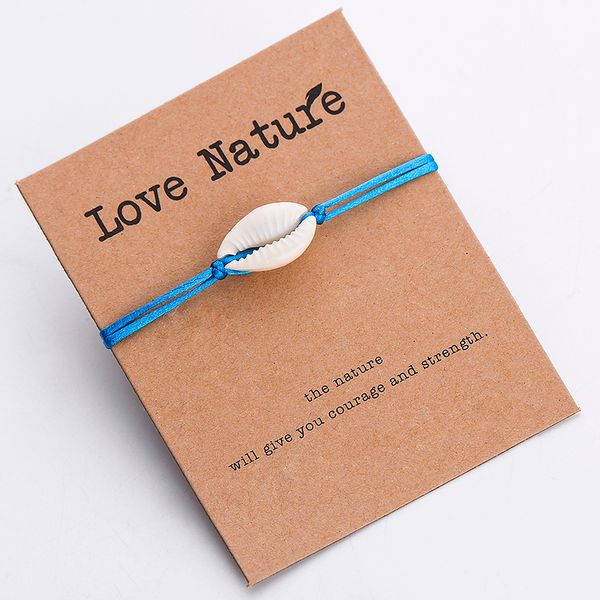 Pipitree Love Nature Shell Bracelet à breloques Kraft Paper Wish Card Gift Handmade Red String Bracelets pour Femmes Hommes Enfants Bijoux