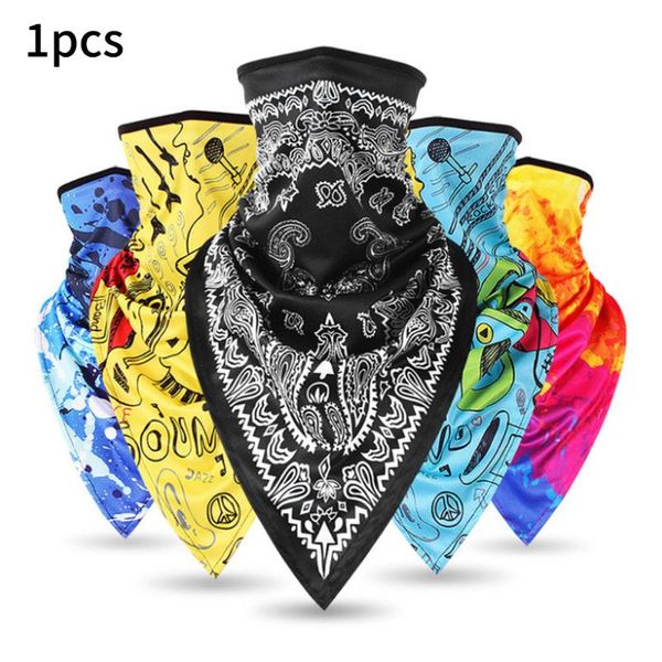 

ice silk neck gaiter cover anti-uv smooth breathable headband men women triangle bandana face scarves hanging ear tube scarf, Black