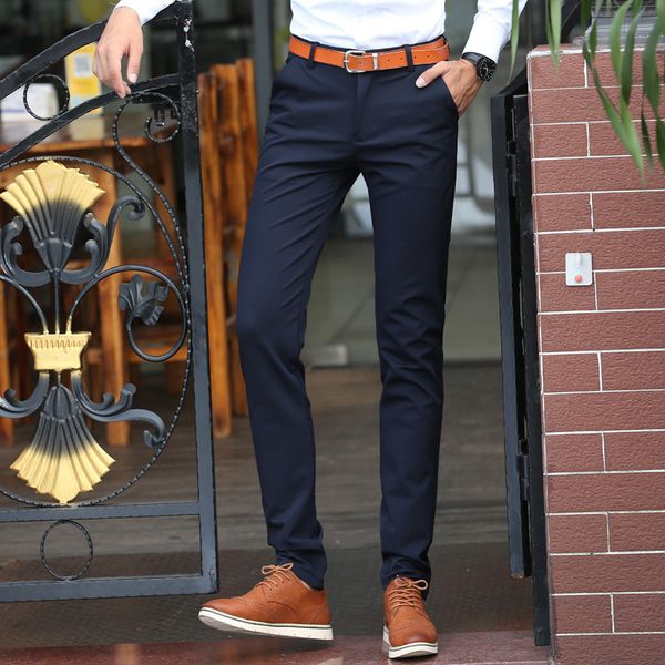 

autumn and winter men's wear men solid color slim fit casual pants brand men's trousers fashion pants, White;black