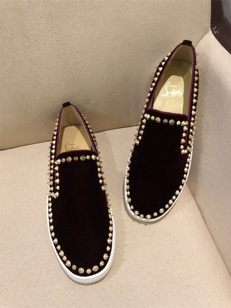 

stylish luxury sneakers men flat shoes casual red bottom shoes non-slip wear-resistant men and women casual shoes rivetshoes, Black