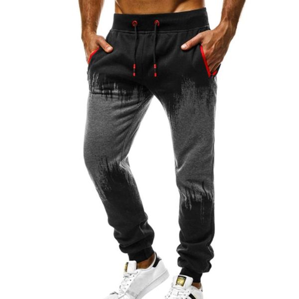 

fashion men's sweatpants sport jogging pants fitness trousers male casual loose drawstring tie-dyed, Black;blue