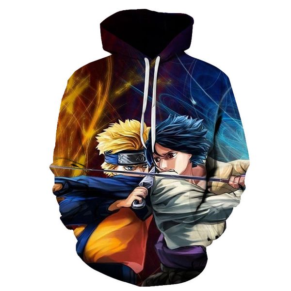 

anime naruto pocket hooded sweatshirts sasuke 3d hoodies animation pullovers tracksuits men women long sleeve outerwear new, Black