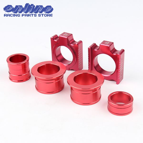 

cnc aluminum rear chain adjuster axle blocks with front & rear wheel hub spacer for cr125 250r crf 250r 250x 450r 450x dirt bike